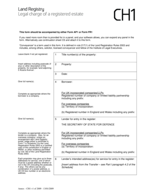 UK Land Registration Charge Form CH1
