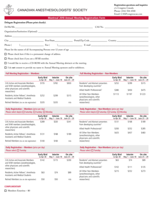 Montreal 2010 Annual Meeting Registration Form