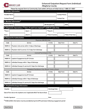 Enhanced Outpatient Request Form