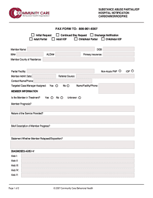 Substance Abuse Partial/IOP Hospital Notification