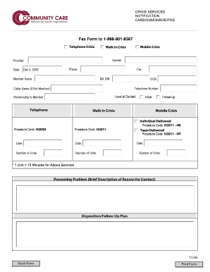 Crisis Intervention Service Notification