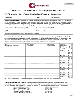 Interagency Service Planning Team Meeting Summary