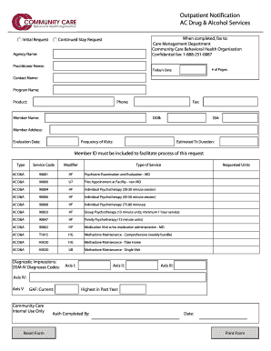 Outpatient Notification Form