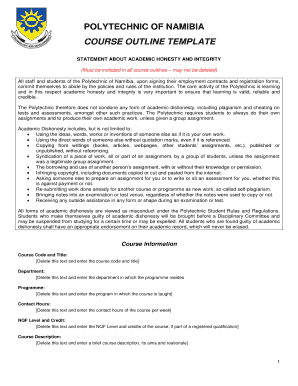 Polytechnic of Namibia Course Outline Template