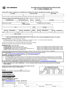 USA Swimming Non-Athlete Registration Application