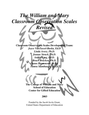 William and Mary Classroom Observation Scales