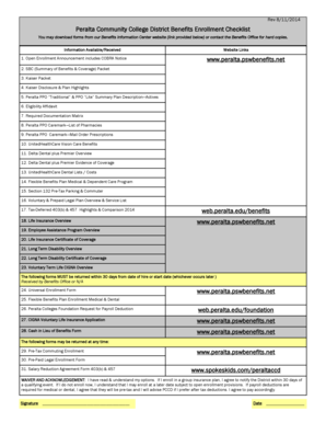 Peralta Community College District Benefits Enrollment Form