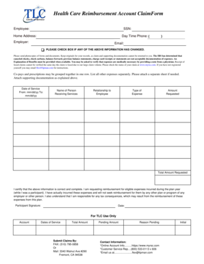 Health Care Reimbursement Account Claim Form