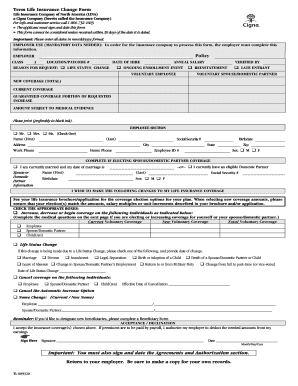 Term Life Insurance Change Form