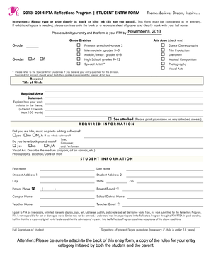 Reflections Program Entry Form