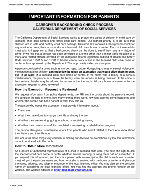 California Child Care Center Notification of Parents' Rights