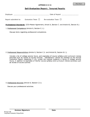 Tenured Faculty Self-Evaluation Report