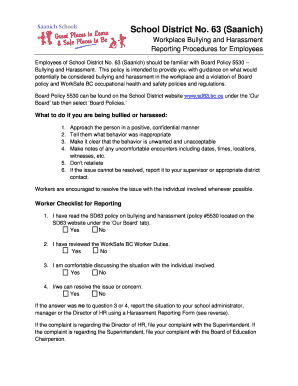 Workplace Bullying and Harassment Reporting Procedures