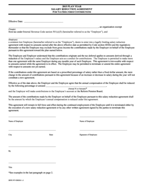 2015 Salary Reduction Agreement