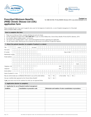 Altron Medical Aid PMB Chronic Disease Application Form