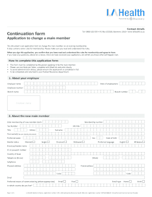 LA Health Medical Scheme Main Member Change Application