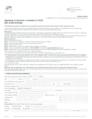 BMW Employees Medical Aid Society Membership Application