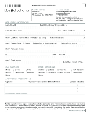 New Prescription Order Form