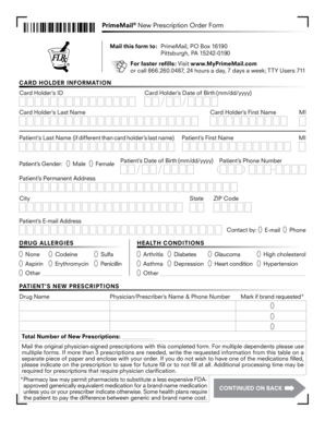 PrimeMail New Prescription Order Form