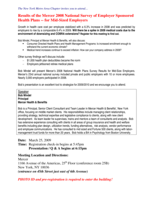 Mercer 2008 National Health Plans Survey Results