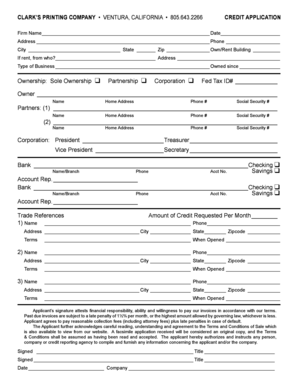 Credit Application Form