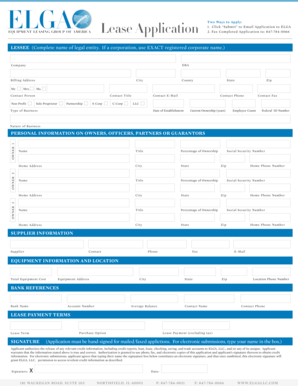 Equipment Leasing Group of America Lease Application