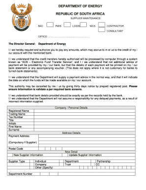 Supplier Maintenance Form