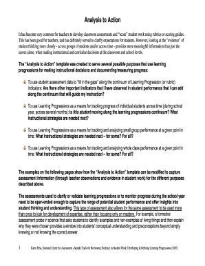 Analysis to Action Learning Progression Template