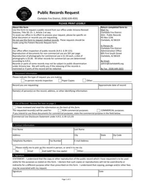 Arizona Public Records Request Form