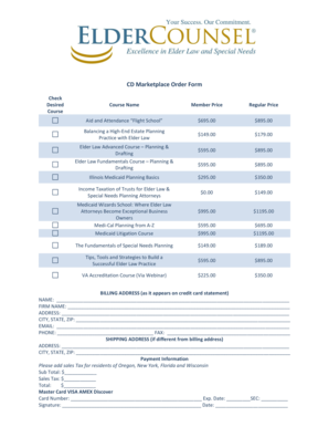 CD Marketplace Order Form