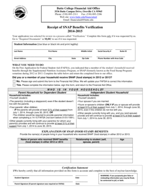 SNAP Benefits Verification Form
