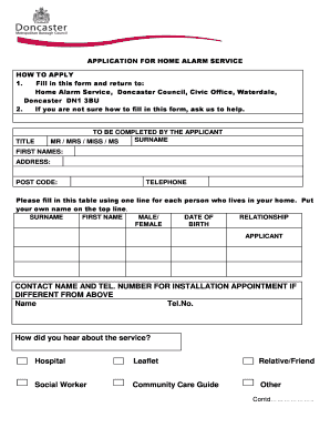 Application for Home Alarm Service