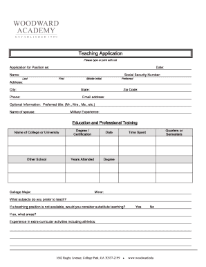 Teaching Application Form