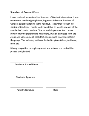 Student Conduct Agreement Form