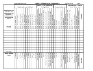 Lebbys Pizza order form - llhs