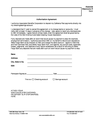 Section 125 Cafeteria Plan Electronic Funds Transfer Authorization