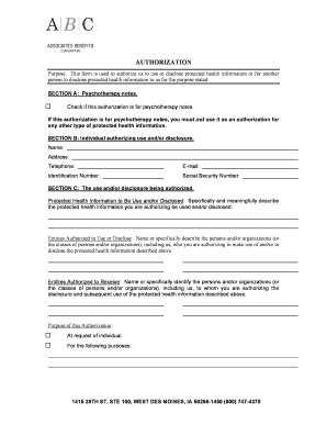 Health Information Authorization Form