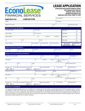 EconoLease Equipment Lease Application