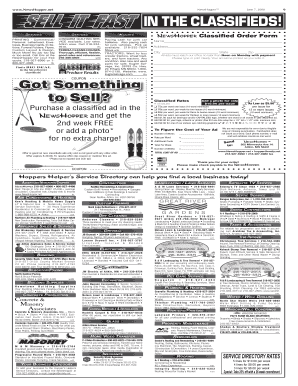 NewsHopper Classified Order Form