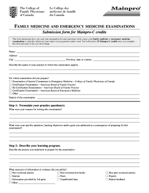 Mainpro-C Credits Submission Form