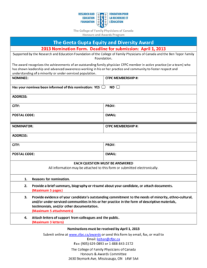 Nomination form - The College of Family Physicians Canada - cfpc