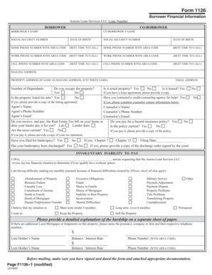 Form 1126 Borrower Financial Information