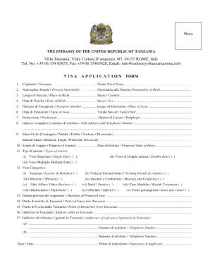 Modulo di domanda di visto per la Tanzania
