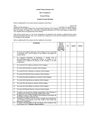 Amiad Water Systems Proxy Form