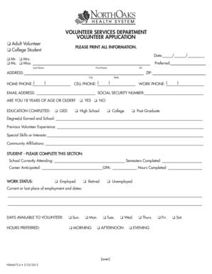 Volunteer Application Form