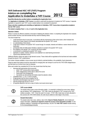 Application to Undertake a TVET Course