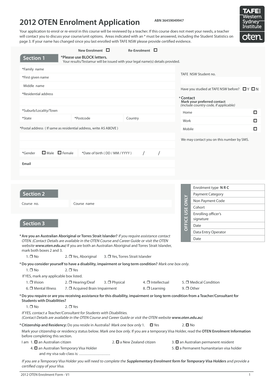 TAFE NSW Enrolment Application Form