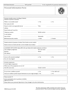 Personal Information Form