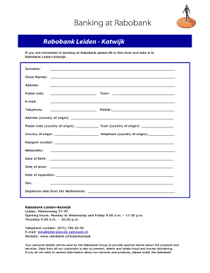 Rabobank Leiden-Katwijk Application Form