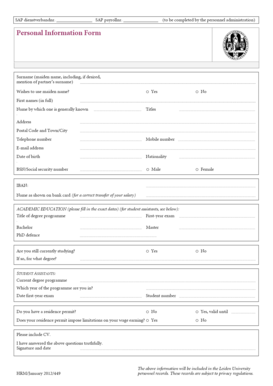 Persoonsgegevensformulier Leiden Universiteit